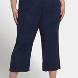 Wide Leg Cargo Capri Pants In Plus Size - Oxford Navy