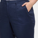 Wide Leg Cargo Capri Pants In Plus Size - Oxford Navy