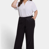 Relaxed Drawstring Pull-On Pants In Plus Size - Black