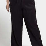 Relaxed Drawstring Pull-On Pants In Plus Size - Black