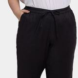 Relaxed Drawstring Pull-On Pants In Plus Size - Black