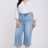 Brigitte Wide Leg Capri Jeans In Plus Size - Mist Springs