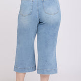 Brigitte Wide Leg Capri Jeans In Plus Size - Mist Springs