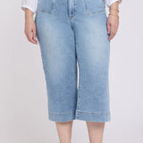 Brigitte Wide Leg Capri Jeans In Plus Size - Mist Springs