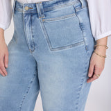 Brigitte Wide Leg Capri Jeans In Plus Size - Mist Springs