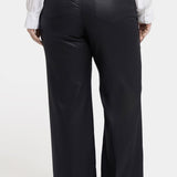 Coated Teresa Wide Leg Jeans In Plus Size - Black Coated