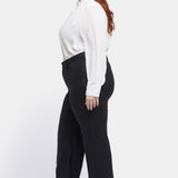 Coated Teresa Wide Leg Jeans In Plus Size - Black Coated