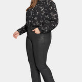 Coated Marilyn Straight Jeans In Plus Size - Black Coated