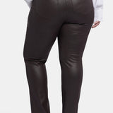 Coated Marilyn Straight Jeans In Plus Size - Cordovan Coated
