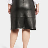 Faux Leather A-Line Skirt In Plus Size - Black