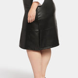 Faux Leather A-Line Skirt In Plus Size - Black