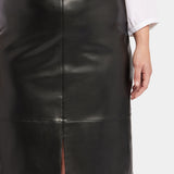 Faux Leather A-Line Skirt In Plus Size - Black