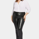 Faux Leather Marilyn Straight Pants In Plus Size - Black