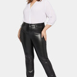 Faux Leather Marilyn Straight Pants In Plus Size - Black