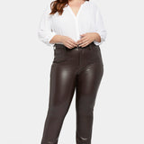 Faux Leather Marilyn Straight Pants In Plus Size - Cordovan