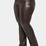 Faux Leather Marilyn Straight Pants In Plus Size - Cordovan
