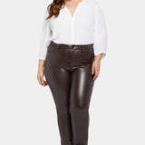 Faux Leather Marilyn Straight Pants In Plus Size - Cordovan