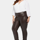 Faux Leather Marilyn Straight Pants In Plus Size - Cordovan