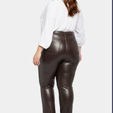 Faux Leather Marilyn Straight Pants In Plus Size - Cordovan