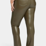 Faux Leather Marilyn Straight Pants In Plus Size - Ripe Olive