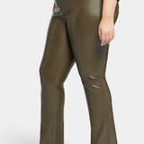 Faux Leather Marilyn Straight Pants In Plus Size - Ripe Olive