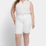 Briella 11 Inch Denim Shorts In Plus Size - Optic White