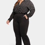 Pull-On Flared Trouser Pants In Plus Size - Black
