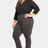 Marilyn Straight Pants In Plus Size - Charcoal Heathered