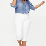 Marilyn Straight Crop Jeans In Plus Size - Optic White