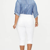 Marilyn Straight Crop Jeans In Plus Size - Optic White