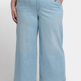 Mona Wide Leg Trouser Ankle Jeans In Plus Size - Clear Waters