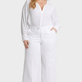 Mona Wide Leg Trouser Ankle Jeans In Plus Size - Optic White