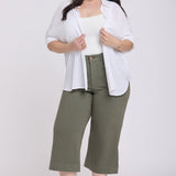 Brigitte Wide Leg Capri Jeans In Plus Size - Desert Green