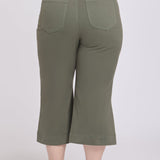 Brigitte Wide Leg Capri Jeans In Plus Size - Desert Green
