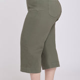 Brigitte Wide Leg Capri Jeans In Plus Size - Desert Green