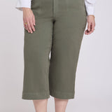 Brigitte Wide Leg Capri Jeans In Plus Size - Desert Green