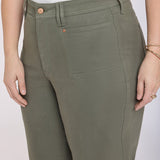 Brigitte Wide Leg Capri Jeans In Plus Size - Desert Green