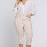Marilyn Straight Crop Jeans In Plus Size - Snow Leopard