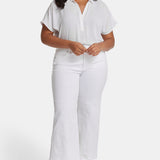 Teresa Wide Leg Ankle Jeans in Plus Size - Optic White