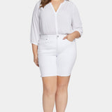 Ella Denim Shorts In Plus Size - Optic White