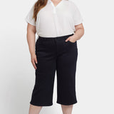 Wide Leg Pedal Pusher Jeans In Plus Size - Black