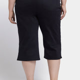 Wide Leg Pedal Pusher Jeans In Plus Size - Black