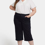 Wide Leg Pedal Pusher Jeans In Plus Size - Black