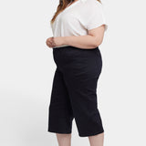 Wide Leg Pedal Pusher Jeans In Plus Size - Black