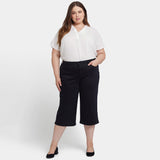 Wide Leg Pedal Pusher Jeans In Plus Size - Black
