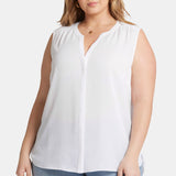 Sleeveless Pintuck Blouse In Plus Size - Optic White