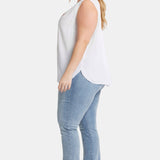 Sleeveless Pintuck Blouse In Plus Size - Optic White