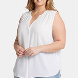 Sleeveless Pintuck Blouse In Plus Size - Optic White