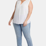 Sleeveless Pintuck Blouse In Plus Size - Optic White