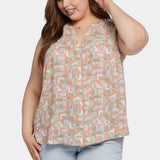 Sleeveless Pintuck Blouse In Plus Size - Cielo Vista